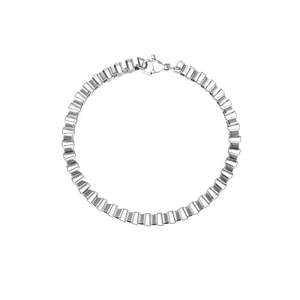 Bracelet chaîne box en acier inoxydable argenté poli pour hommes avec fermoir homard