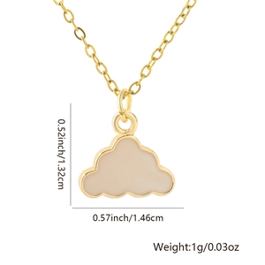 Detailed cloud pendant dimensions showing 1.32cm by 1.46cm on gold mushroom necklace
