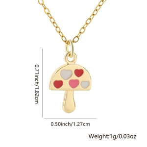 Detail view of mushroom pendant showing size dimensions 0.71x0.50 inch and 1g weight