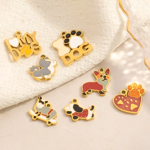 Edelstahl Emaille Tier Anhänger Niedliche Corgi Hund Elefant Eichhörnchen Herz Charm Für DIY Schmuckherstellung Nur Anhänger (Ohne Kette)