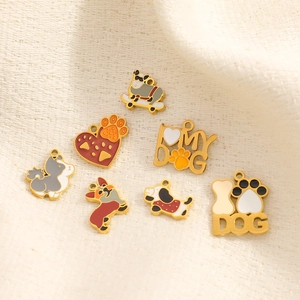 Set aus 7 bunten Emaille-Hundeanhängern mit Corgi und Herzformen für DIY-Schmuck