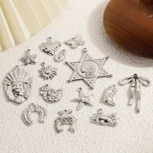 Stainless Steel Indian Chief Horseshoe Starfish Heart Butterfly Gun Boot Pendants DIY Jewelry Necklace Charms Accessories