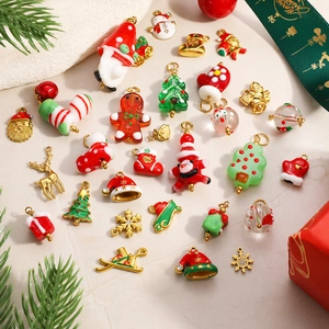 Stainless Steel Christmas Enamel Pendants For DIY Jewelry Making Elk Santa Xmas Tree Snowflakes Charms Festive Accessories