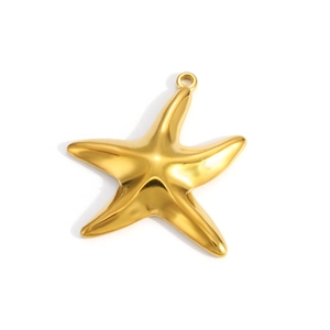 Ciondolo stella marina placcato oro 18k lucidato con finitura a specchio e anello