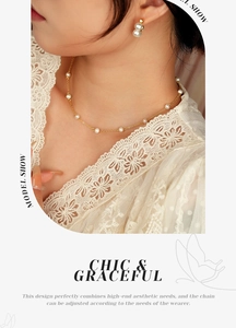 Elegante zoetwaterparel sieradenset met ketting en oorbellen op kanten model