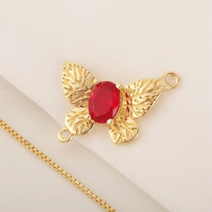 18K Gold Plated Copper Butterfly Pendant Inlaid With Rhinestones Personalized Fashion Jewelry Accessory For DIY Necklace