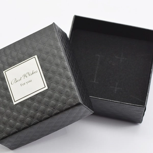 Elegante Schwarze Rautenstruktur Schmuck Geschenkschachtel Mit Best Wishes Etikett Für Halskette Ohrring Und 3D Display Schaukasten