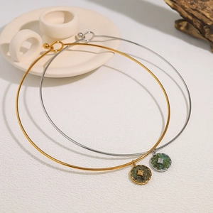 French vintage gold and silver choker with natural stone star pendant necklaces
