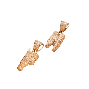 Hip hop dripping alphabet pendants with gold plating and cubic zirconia inlay
