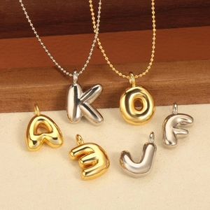 Pendentif Lettre Initiale 3D Puffy pour Femmes Cuivre Plaqué Or Argent Ballon Alphabet Charms pour la Création de Bijoux Cadeau