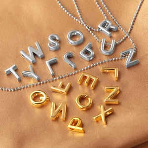 Polished gold and silver 26-letter pendants on silk fabric for DIY jewelry necklaces