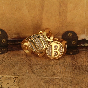 Anelli Con Lettera Iniziale In Zircone Di Moda Per Donna In Rame Placcato Oro Micro Pavé Regolabile Con Catena Cubana Anello Aperto Gioielli Regalo