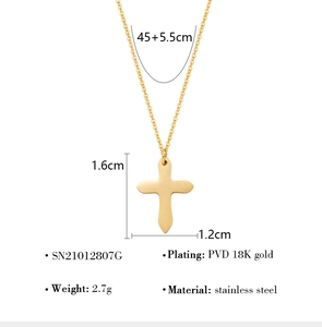 Detailed specs of the gold stainless steel cross necklace with 18K PVD plating