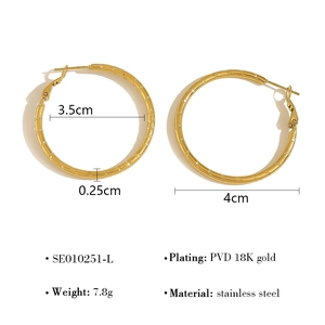 Technical specs of PVD 18K gold-plated stainless steel bamboo texture hoop earrings