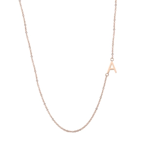 Collier Pendentif Lettre Initiale En Acier Titane Plaqué Or Rose 18K Bijoux Alphabet Minimalistes Pour Unisexe