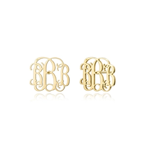 Elegante goldene Titanstahl-Ohrstecker mit einem hohlen Monogramm-Buchstaben-Design