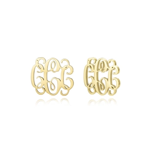 Elegante goldene Buchstaben-Ohrstecker aus Titanstahl mit minimalistischem Hohlmuster