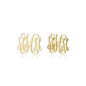 Detailansicht der HSH-Monogramm-Ohrstecker in Gold auf einem weißen Hintergrund