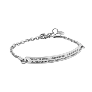 Edelstahl Armband mit gravierter gebogener Platte und Herzanhänger für Töchter und Mütter