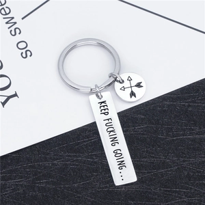Titanium Steel Engraved Keep Fucking Going Keychain Polished Motivational Quote Metal Key Ring For Men Women Gift