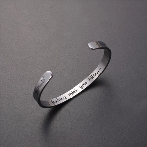 Personalized Stainless Steel Cuff Bracelet With Engraved Message And Arrow Pattern Minimalist Open Bangle For Women Men Jewelry Gift
