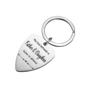 Father and Daughter love stainless steel keychain with engraved emotional quote