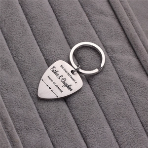 Stainless steel guitar pick keychain with Father and Daughter quote for gifts