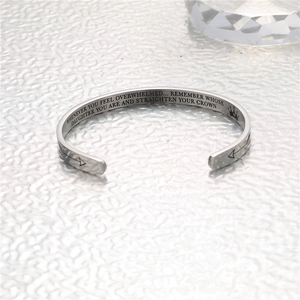Inspirational Engraved Stainless Steel Cuff Bracelet For Women Motivational Quote Open Bangle Jewelry Mother Daughter Gift