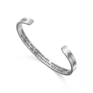 Polished stainless steel cuff bracelet with inspirational engraving for mothers