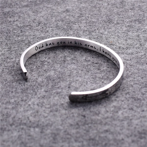 Sleek 6mm titanium steel open cuff bracelet with I Have You in My Heart engraving