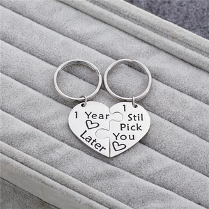 Edelstahl Puzzle Herz Schlüsselanhänger Graviert 1 Year Later I Still Pick You Jubiläum Schmuck Schlüsselring Geschenk