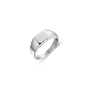 Minimalistischer Edelstahl Siegelring Für Herren Silber Hochglanzpoliert Geometrisches Rechteck Schlichter Ring Mode Schmuck
