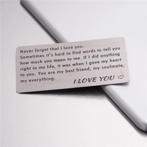 Scheda per Portafoglio in Acciaio Inossidabile Never Forget That I Love You Incisa Regalo Romantico Per Anniversario