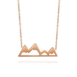 Poliertes roségoldenes Berg-Halsketten-Amulett mit minimalistischem hohlem Design
