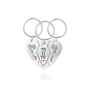 Portachiavi Puzzle Cuore in Acciaio Inossidabile Inciso Mom Big Sis Lil Sis Pendente Famiglia Regalo Donna Festa della Mamma