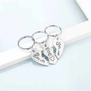 Set portachiavi puzzle cuore in tre pezzi per mamma e sorelle in acciaio inossidabile