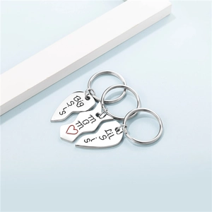 Portachiavi puzzle a cuore in 3 pezzi in acciaio inox inciso Big Sis, Mom e Lil Sis