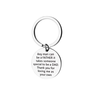 Stainless Steel Engraved Keychain For Dad Stepdad Meaningful Quote Round Pendant Key Ring Jewelry Father Birthday Gift
