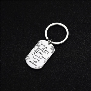 Silver stainless steel rectangular keychain engraved with Mother and Daughter quote