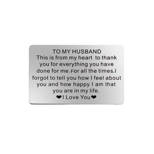 To My Husband Engraved 316 Stainless Steel Wallet Insert Card Keepsake Anniversary Birthday Wedding Love Gift For Him Men