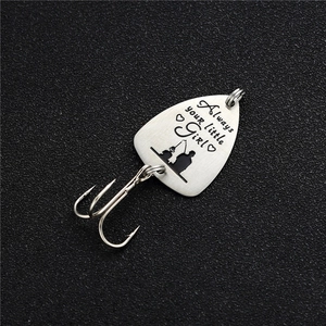 Engraved stainless steel fishing lure with Always your little girl Father's Day design