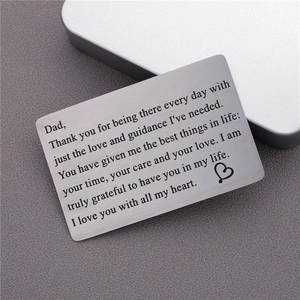 Father's Day stainless steel wallet card gift with 'Thank you Dad' engraving