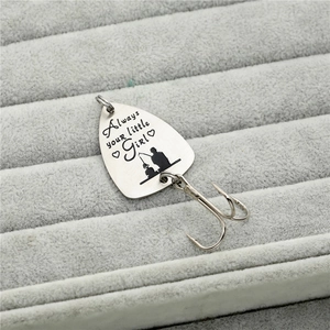Engraved fish hook guitar pick keychain with Always Your Little Girl text for Father's Day