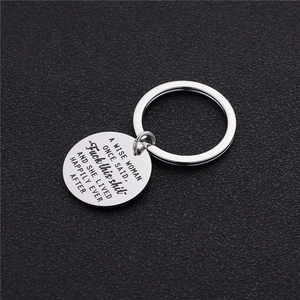 A Wise Woman Once Said Engraved Round Plate Keychain Stainless Steel Inspirational Humorous Key Ring Pendant Jewelry For Women