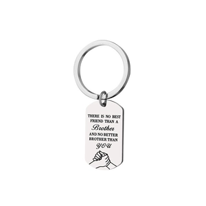 Stainless steel dog tag keychain with engraved sentimental quote for brothers