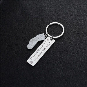 Titanium steel keychain with rectangular I love you engraving and California map charm