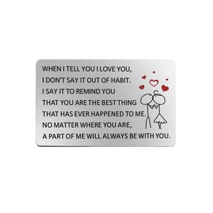 Stainless Steel Engraved Wallet Insert Card Sentimental Love Note Anniversary Birthday Gift For Husband Boyfriend Men Him