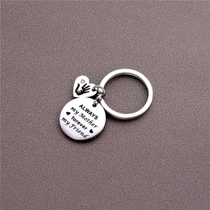 Stainless steel keychain with Always my Mother forever my Friend engraving and heart charm
