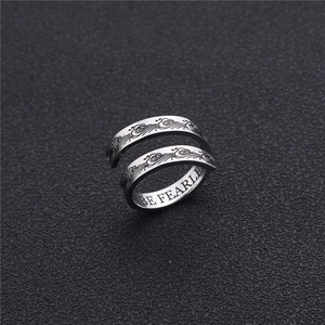 Bague double couche en acier inoxydable avec gravure de vagues et texte BE FEARLESS
