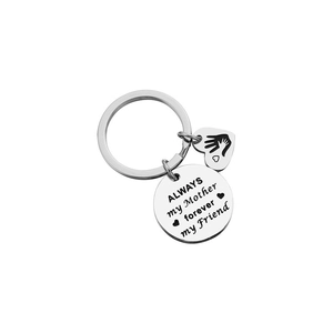 Always My Mother Forever My Friend Engraved Keychain Titanium Steel Heart Pendant Key Ring Mother's Day Gift For Women Jewelry